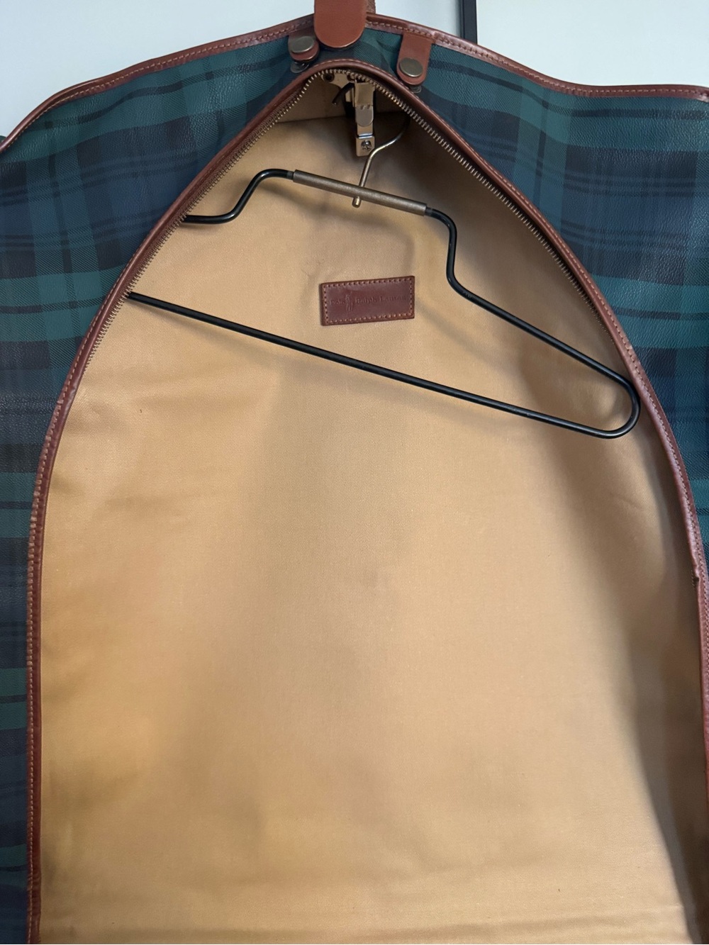 Vintage Polo Ralph Lauren Black Watch Plaid Garment Bag Hanger Luggage Tag Brush - Picture 5 of 7